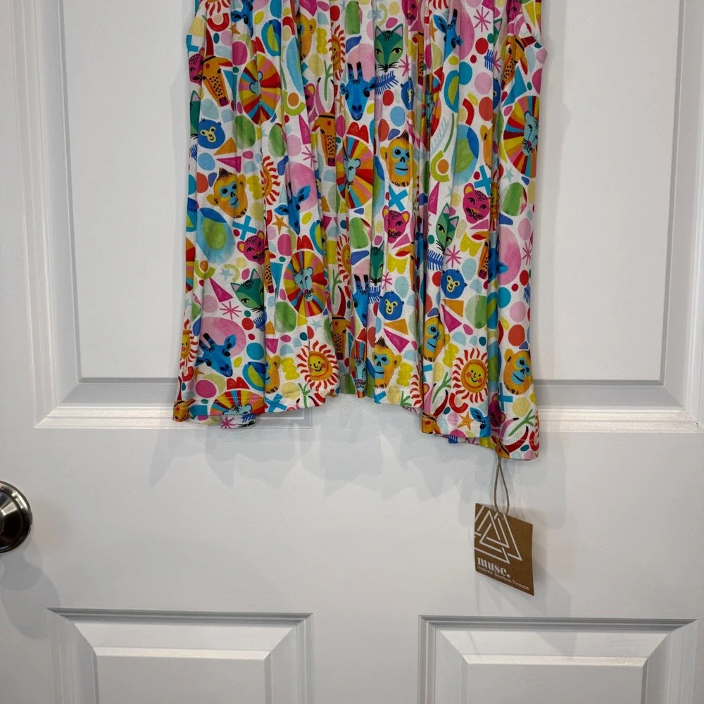 Muse Bamboo Threads Kids Animal‎ Print Bamboo Twirl Dress with Pockets Size 8/9